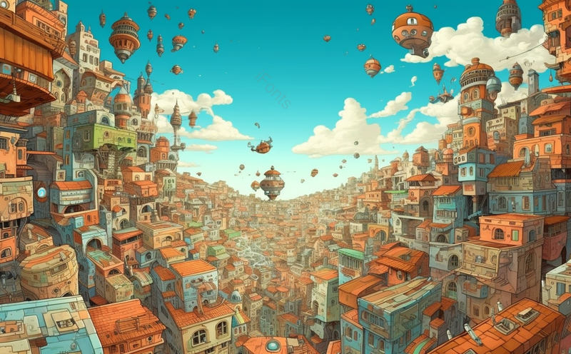 飞行城堡房屋航空航天未来春天夏天国潮城市插画,插画/手绘图,插画/手绘图库,插画/手绘图下载,插画/手绘
